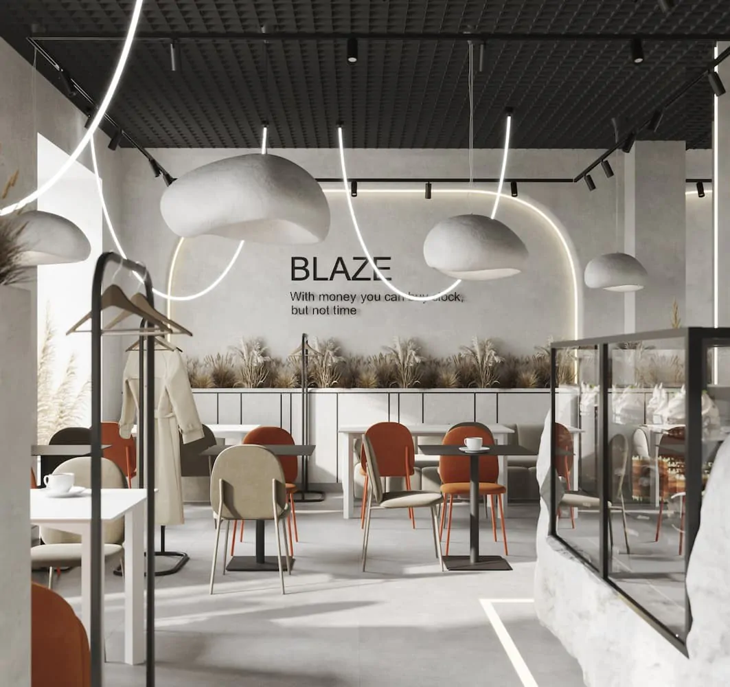 Кафе «Blaze», дизайн-проект, 116 м², 116 кв.м.